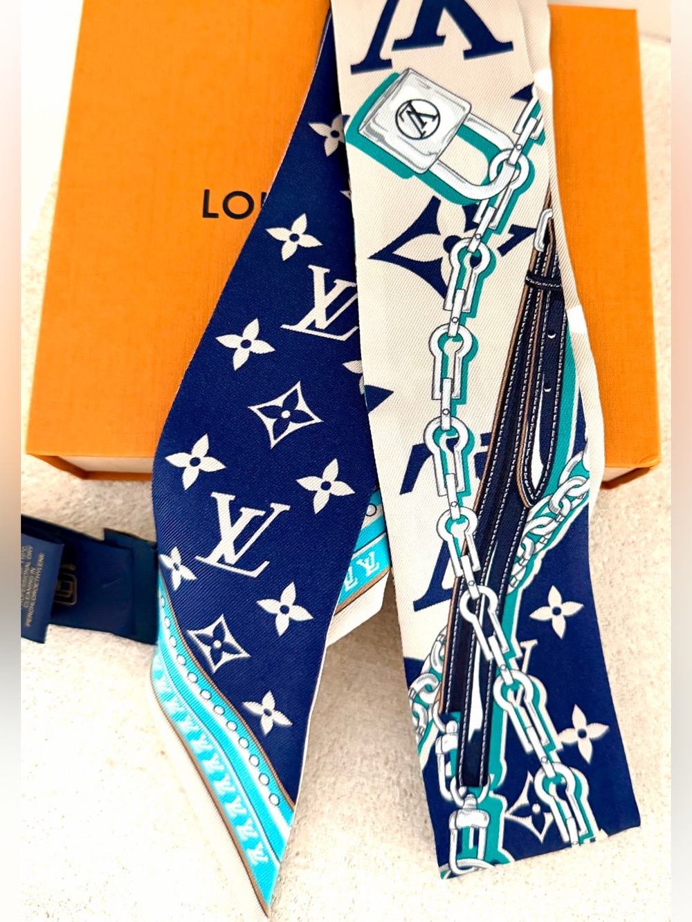 LOUIS VUITTON Ultimate Monogram Bandeau M77778 Navy Blue Silk